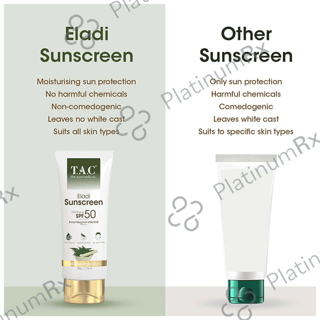 TAC The Ayurveda Co Eladi Sunscreen SPF 50 PA+++ Cream 50gm