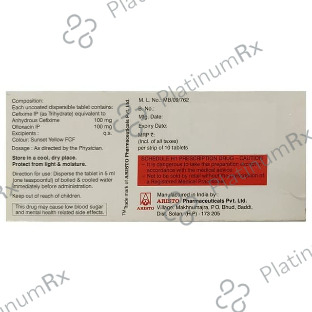 Omcef 100mg/100mg Tablet DT