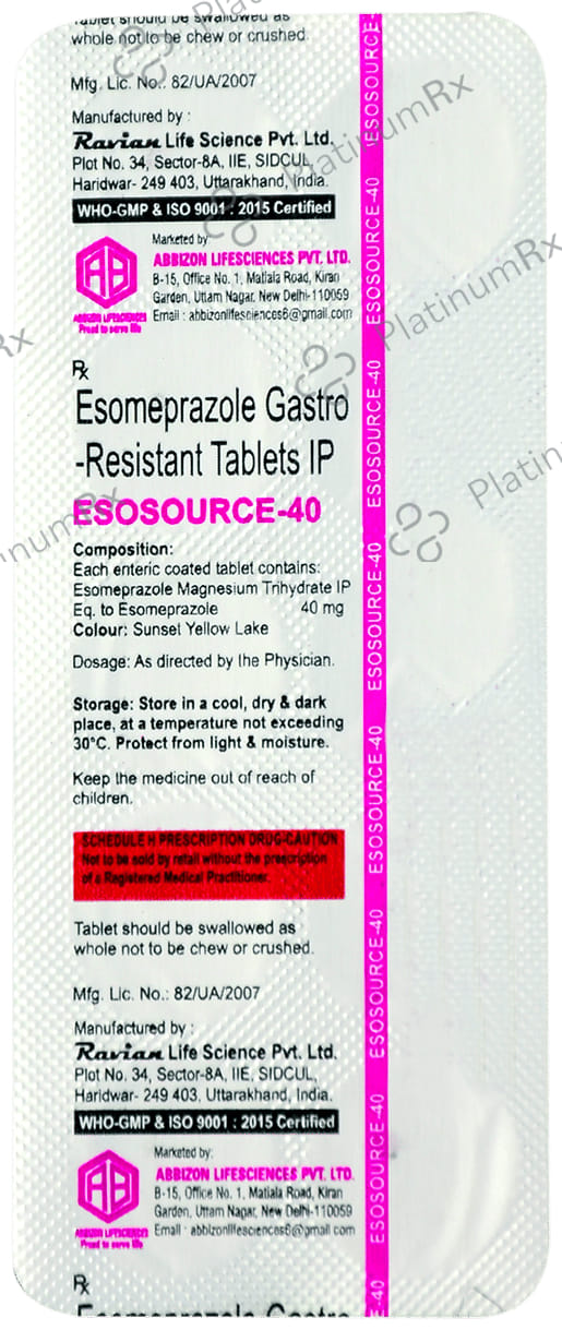 Esosource 40mg Tablet 10s