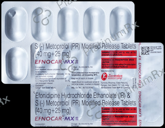 Efnocar MX 40/25mg Tablet MR 10s