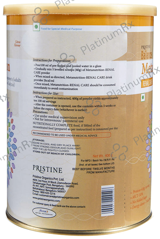 Pristine Balance Metanutrition Renal Care Powder Citrus