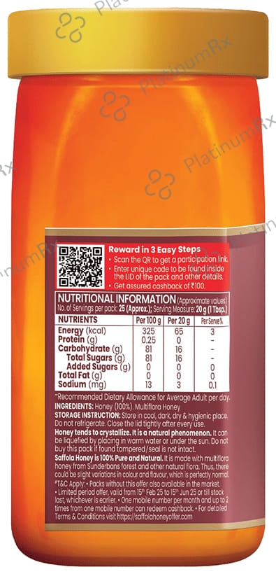 Saffola Honey Active Made with Sundarban Forest Honey No Sugar Adulteration 500gm