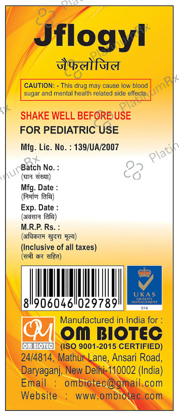 Jflogyl Oral Suspension Mango