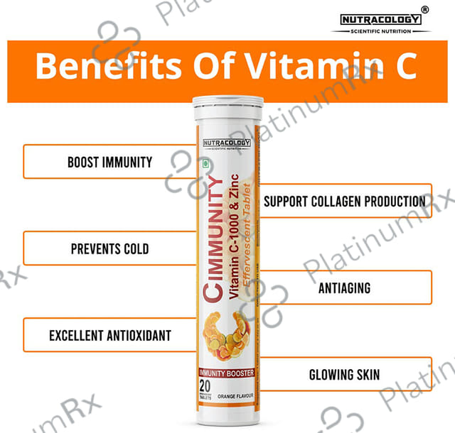 Nutracology 1000mg Cimmunity Vitamin C Orange Flavour Tablet 1s
