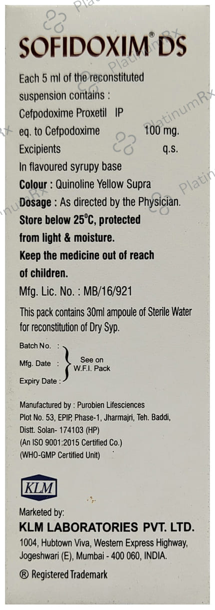 Sofidoxim DS 100mg Oral Suspension 30ml