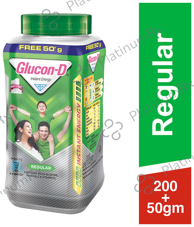 Glucon D with Glucose, Calcium, Vitamin C & Sucrose Flavour Regular Powder 250gm