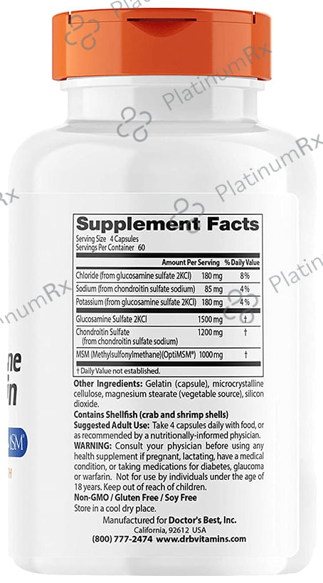 Doctor's Best Glucosamine Chondroitin MSM - Capsule for Joint Health & Flexibility