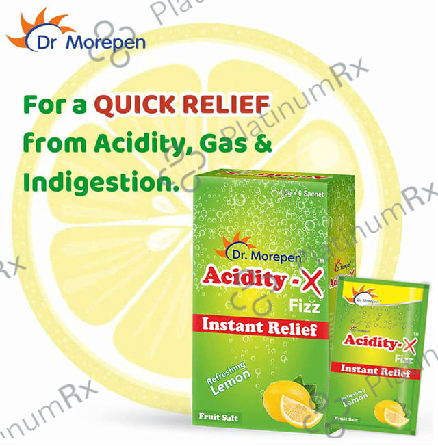 Dr. Morepen Acidity-X Fizz Instant Relief Sachet (4.5gm Each) Refreshing Lemon 6 Sachets