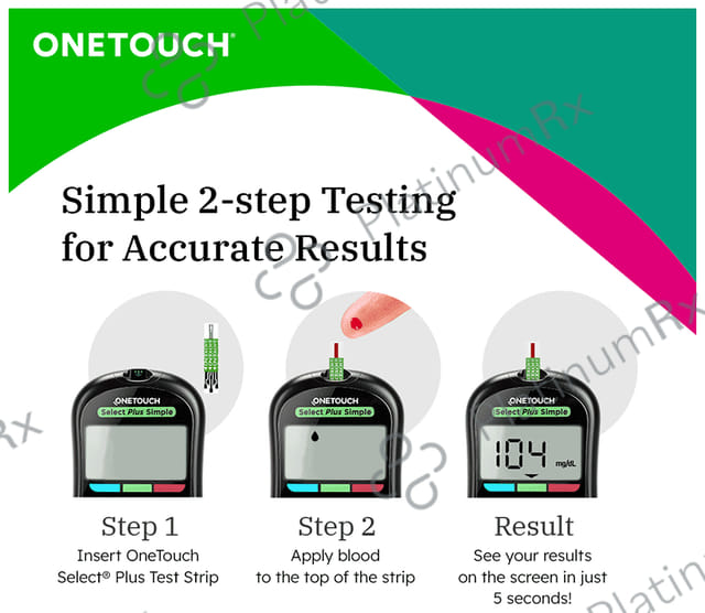 OneTouch Select Plus Simple Glucometer (10 Test Strips Free) Kit 1s