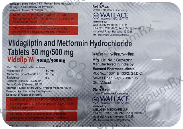 Vidalip M 500mg/50mg Tablet