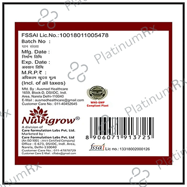 Nutrigrow L-Arginine Preworkout Supplement Powder Orange