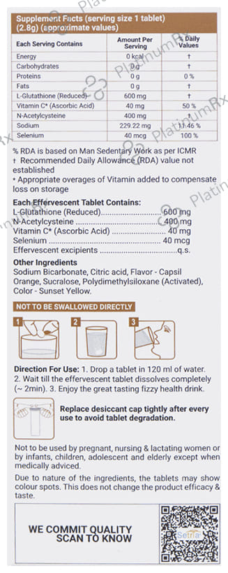 Glutone Glutone 1000 15(6)& Escor-Z 20(6) Effervescent Tablet Orange