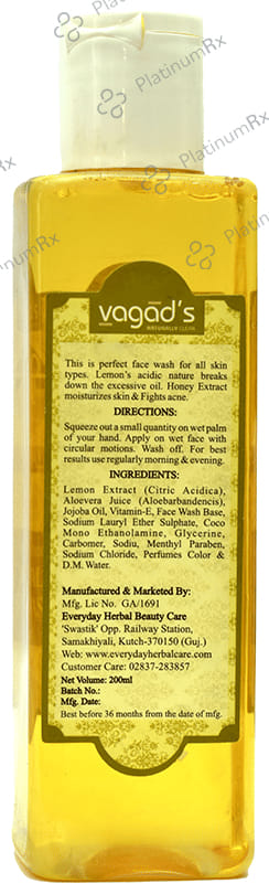 Vagad's Khadi India Ayurvedic Herbal Face Wash Lemon & Licorice 200 ml