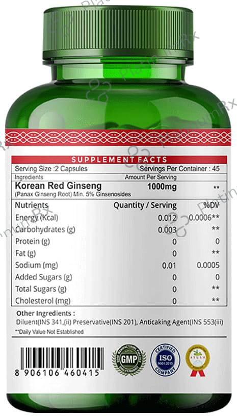 Simply Herbal Korean Ginseng Vegetarian Capsules