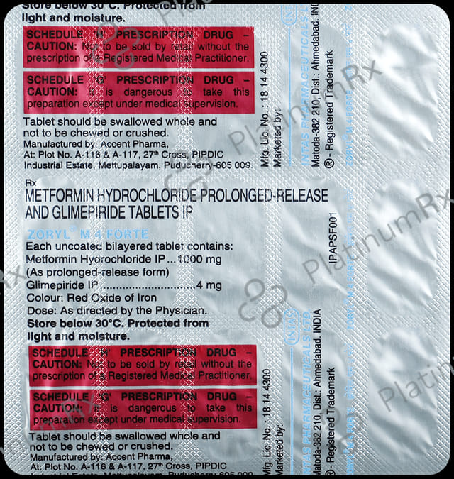 Zoryl M 4/1000mg Tablet PR 15s