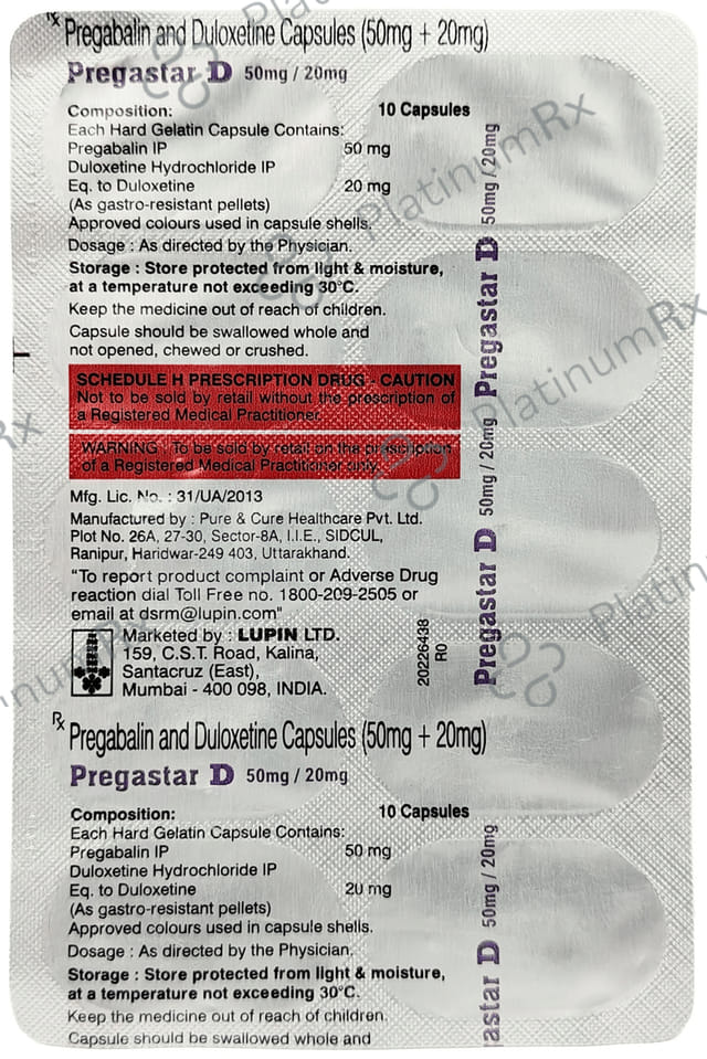 Pregastar D 50mg/20mg Capsule