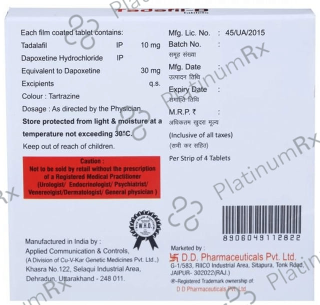 Tadafil D 10mg/30mg Tablet