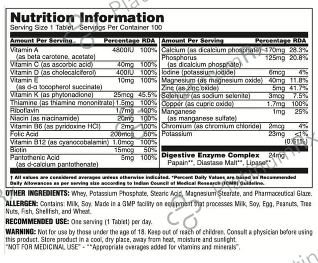 Universal Nutrition Daily Formula Tablet