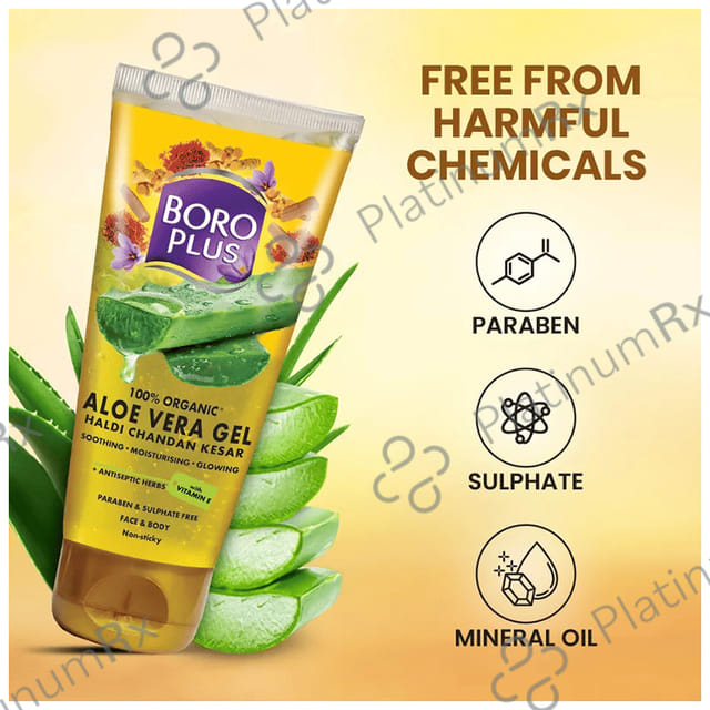 Boroplus 100% Organic Aloe Vera Gel Haldi Chandan Kesar 150 ml