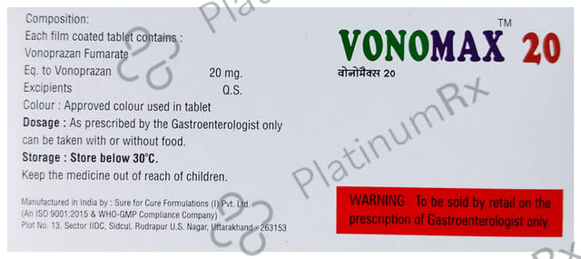 Vonomax 20mg Tablet 10s