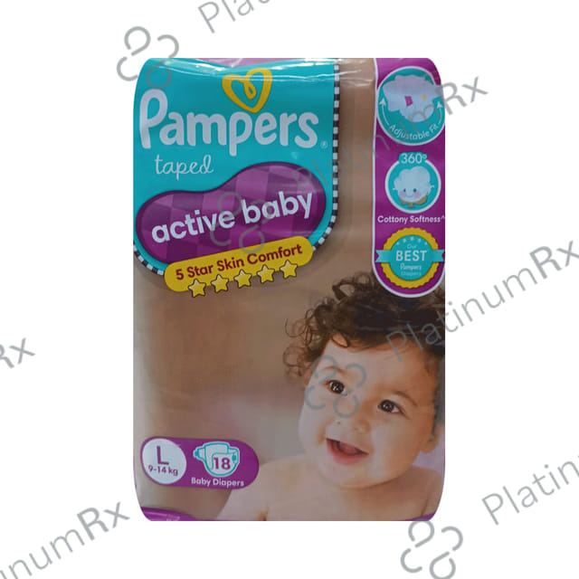 Pampers Active Baby with Comfortable Fit - Size Diaper Large 18 diapers