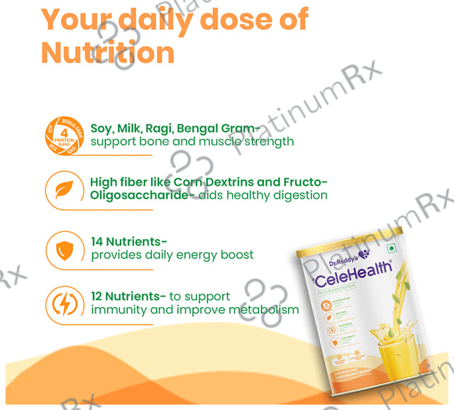 Dr Reddy's CeleHealth Nutritional Drink Low Glycemic Index, No Added Sugars Saffron and Cardamom