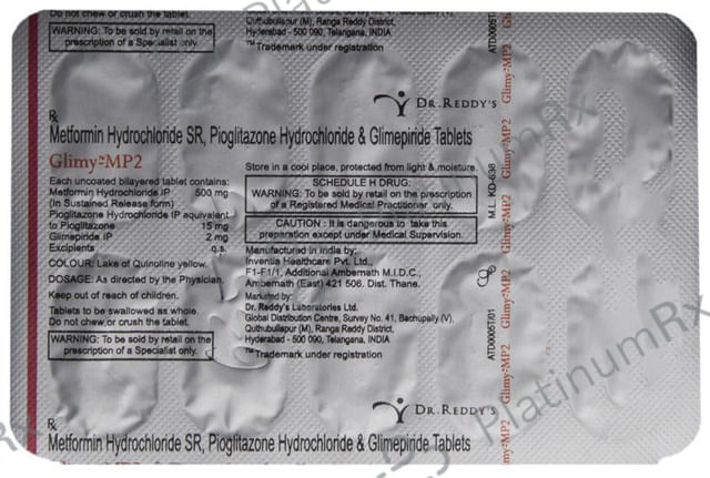 Glimy MP 2/500/15mg Tablet SR 10s