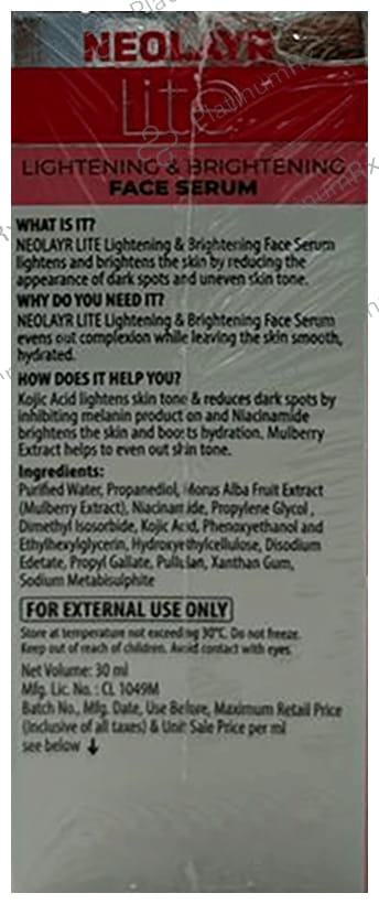 Neolayr Lite Lightening & Brightening Face Serum