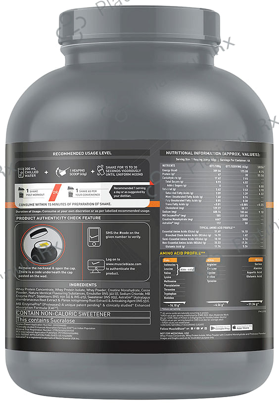 MuscleBlaze Biozyme Performance Whey Protein PR Powder Chocolate Fudge 2 kg