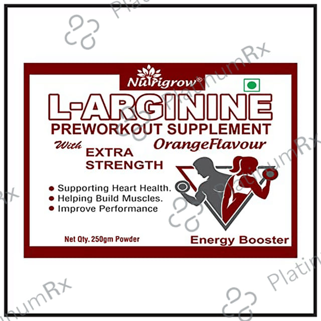 Nutrigrow L-Arginine Preworkout Supplement Powder Orange
