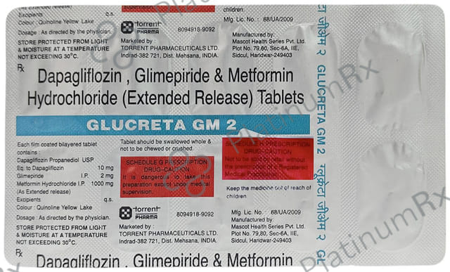 Glucreta GM 10/2/1000mg Tablet 10s