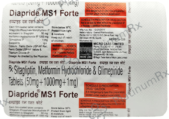 Diapride Ms 1/50/1000mg Forte Tablet 10s