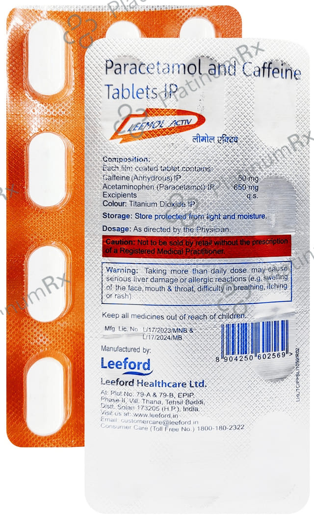 Leemol Activ 50mg/650mg Tablet