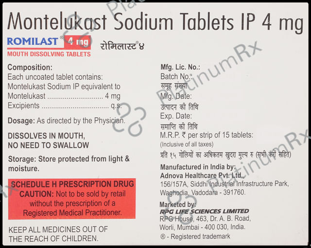 Romilast 4mg Tablet 15s