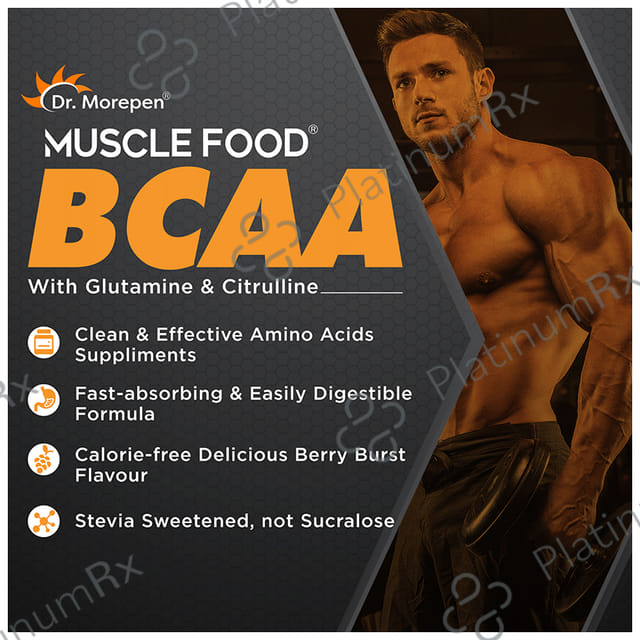 Dr. Morepen Muscle Food BCCA for Lean Muscles, Performance & Strength - Flavour Curious Cola