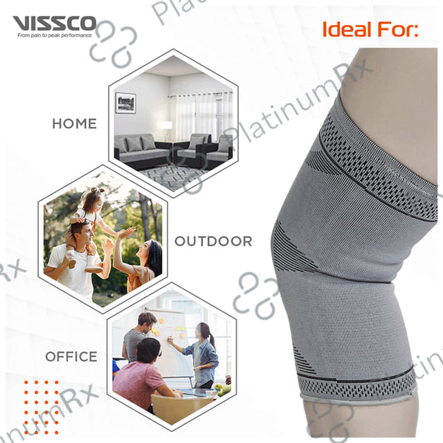Vissco Stretchable 2D Knee Cap, Knee Support for Pain Relief and Injury in Pair Medium
