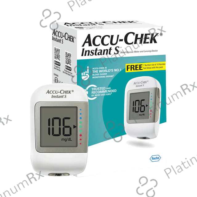 Accu Chek Instant S Blood Glucometer (10 Free Test Strips) 1s