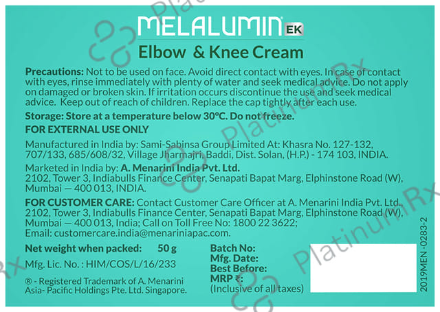Melalumin Elbow & Knee Cream 50gm