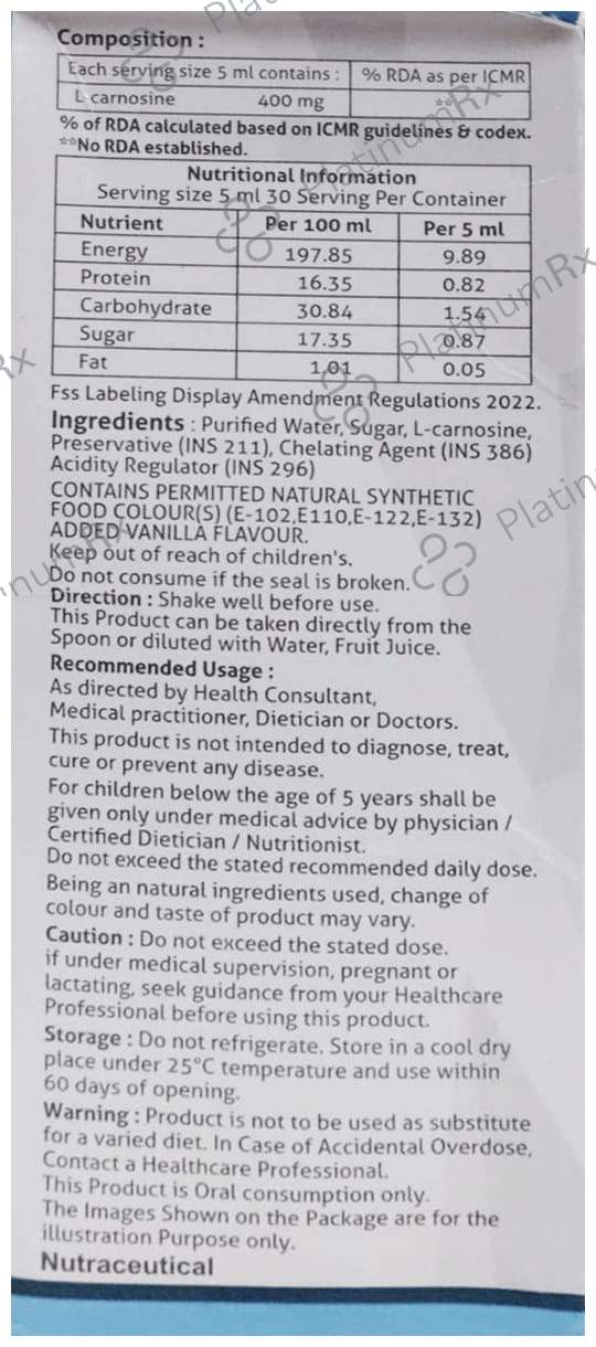 L Carno Shine 400mg Syrup 150ml