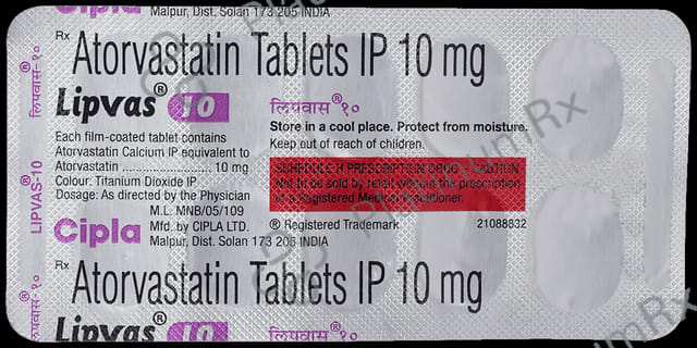 Lipvas 10mg Tablet 10s
