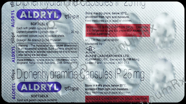 Aldryl 25mg Soft Gelatin Capsule 10s