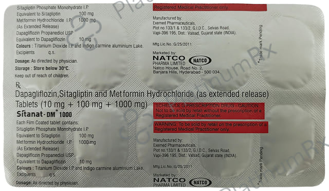 Sitanat-DM 10mg/1000mg/100mg Tablet