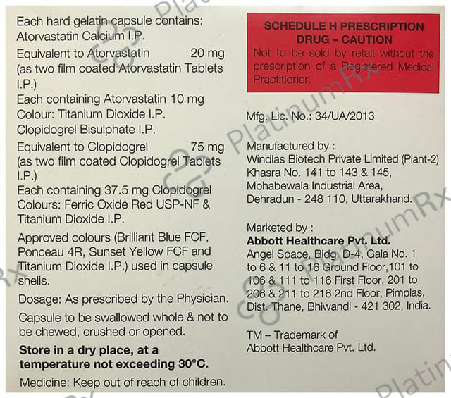 Caat CV 20/75mg Capsule 15s