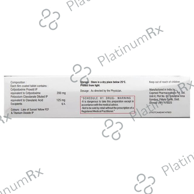 Gudcef CV 200/125mg Tablet 10s