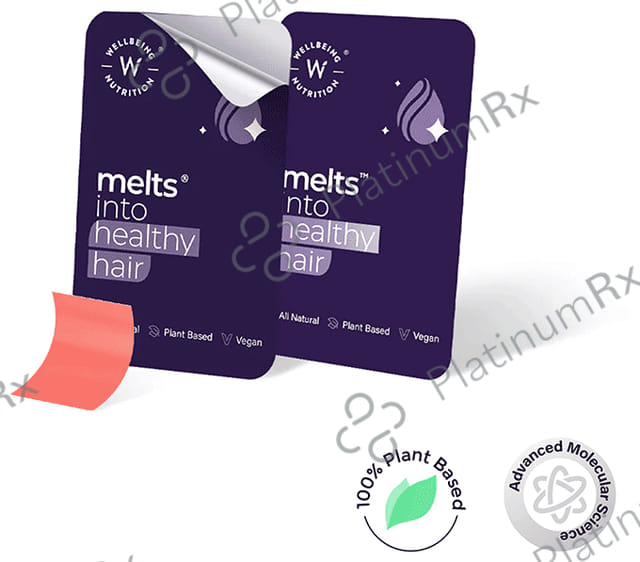 Wellbeing Nutrition Melts into Healthy Hair Biotin 10,000mcg Tropical Watermelon Disintegrating Strip Sugar Free