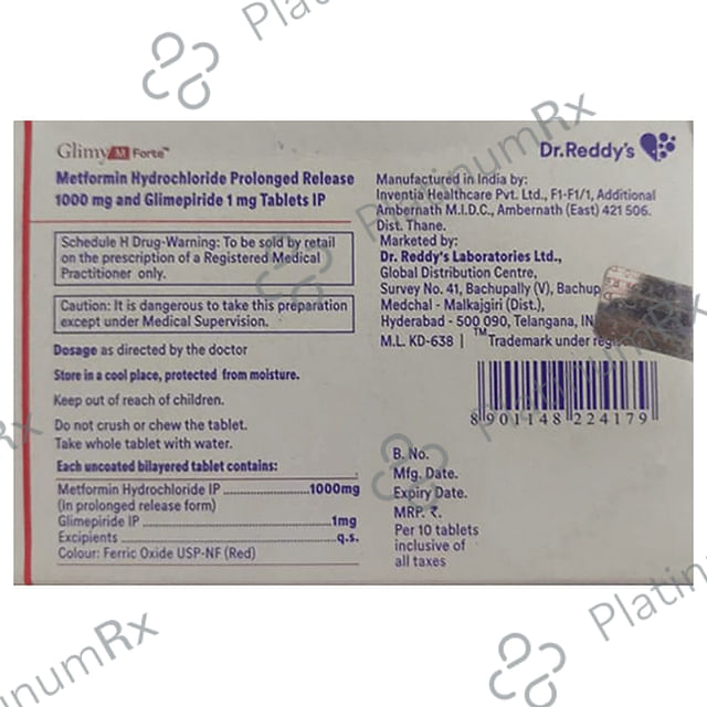Glimy M1 Forte 1/1000mg Tablet PR 10s