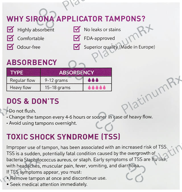 Sirona Premium Applicator Normal Flow Tampons 16s