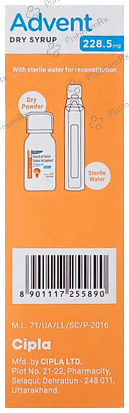 Advent 228.5mg Tangy Orange Dry Syrup 30ml