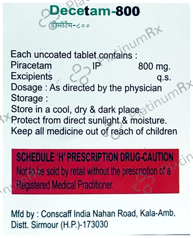 Decetam 800mg Tablet 10s