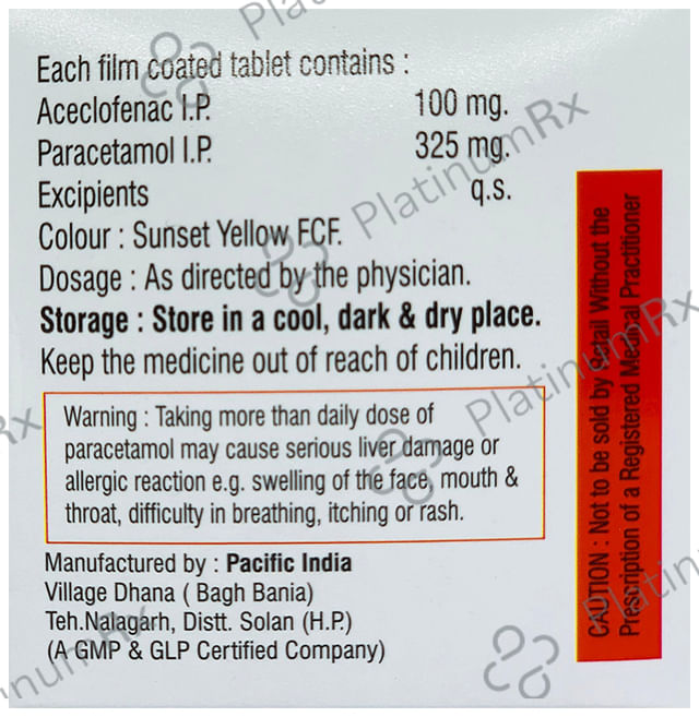 Acelive P 100/325mg Tablet 10s Ulive Pharma